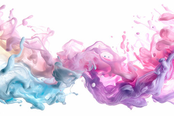 Poster - Vibrant and fluid composition features soft pastel colors swirling together to create captivating abstract design perfect for use as wallpaper or digital background