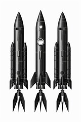 Poster - A trio of rockets in monochrome, great for use in editorial or commercial contexts