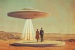 © Fotograf - A couple standing next to a flying saucer, suitable for sci-fi or futuristic themed designs