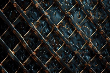 Poster - A close-up shot of a rusty metal fence, great for backgrounds or texture shots