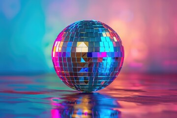 Canvas Print - A shiny disco ball sits on a reflective surface, perfect for adding some glamour to your design