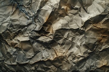 Poster - A close-up view of a crumpled piece of paper with wrinkles and creases