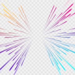 Poster - abstract neon rays of light on a transparent background in png format. purple speeds on the expressw