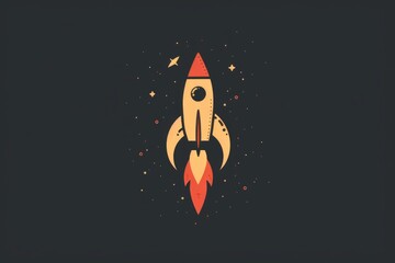 Poster - A space shuttle soaring through the dark night sky with stars and planets in the background