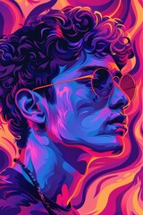 Poster - A person wearing sunglasses and a tie on their head