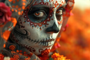 Poster - A close-up shot of a person's face with colorful paint, great for artistic or creative projects