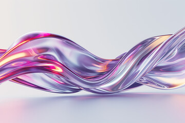 Poster - The artwork displays a captivating abstract design characterized by flowing curves and a gradient of pink and purple shades, creating a dynamic and modern aesthetic
