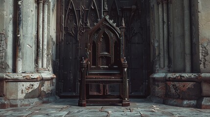 Aufkleber - A simple wooden chair placed indoors