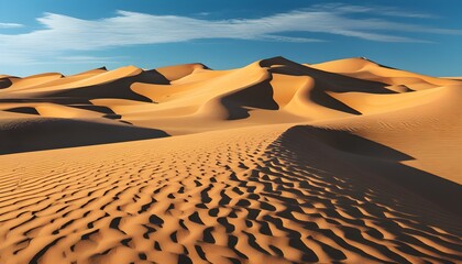 Wavy Patterned Sand Dunes in a Serene Desert Landscape