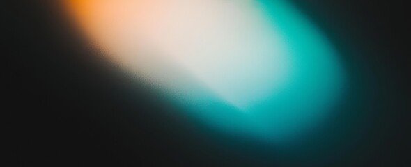 Canvas Print - An abstract gradient background with a blurred gradient of teal blue green white black and grainy noise texture with glowing light on it