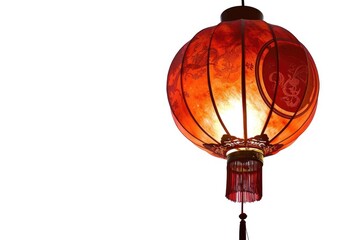 Poster - A traditional red Chinese lantern hangs from the ceiling, perfect for cultural events or Asian-inspired decorations