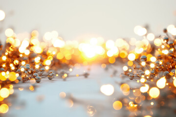 Poster - A captivating backdrop featuring golden bokeh lights that sparkle like stars during sunset, providing a vibrant and warm ambiance perfect for creating inviting digital designs