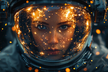 Poster - an astronaut's form combined with the vastness of space, representing exploration and the unknown th