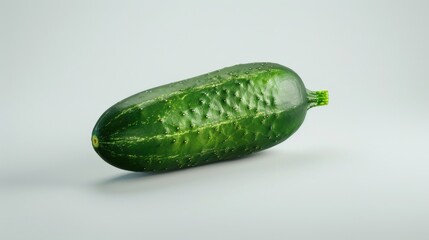 Poster - A single green cucumber placed on a white background