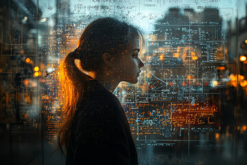 Poster - a teacher's figure merging with a chalkboard and equations, illustrating the impact of education thr