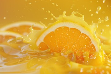 Canvas Print - Fresh orange slice in water splash, perfect for food and drink photography