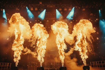 Poster - A group of people standing in front of a stage, great for event or concert photography