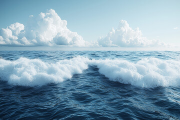 Poster - a split scene of a calm ocean on one side and rough, crashing waves on the other, symbolizing sereni