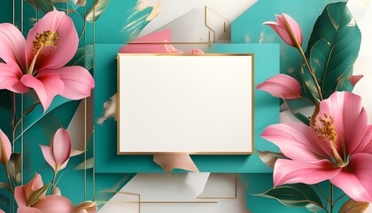 Elegant geometric abstract backgrounds with gold textures for business cards, posters, and invitations in pink and turquoise hues.