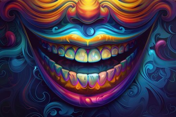 Sticker - A bright and vibrant depiction of a clown's painted face