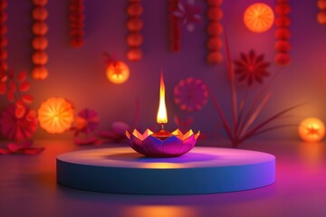 Aufkleber - A single lit candle placed on a table, ideal for use in interior design or still life photography