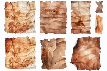 Aufkleber - Four pieces of brown paper arranged on a white background