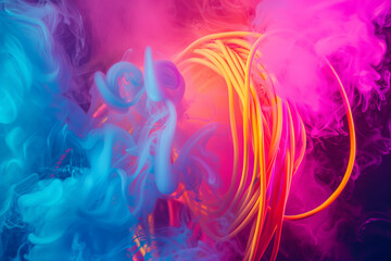 Sticker - A colorful wire is surrounded by smoke, creating a vibrant and dynamic scene