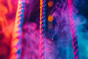 Canvas Print - A colorful rope with smoke coming out of it