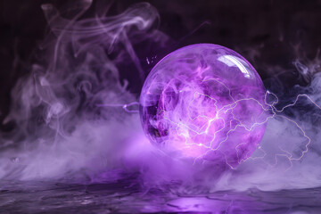 Canvas Print - A purple ball is floating in a cloud of smoke