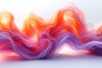 Poster - This captivating wallpaper showcases dynamic waves of orange, pink, and purple that flow harmoniously across a light background, creating an ethereal atmosphere perfect for digital devices