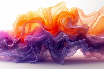 Poster - Layers of translucent fabric in vivid orange, pink, and purple blend seamlessly, creating a soft and dynamic background. The flowing design adds an artistic touch, perfect for wallpapers