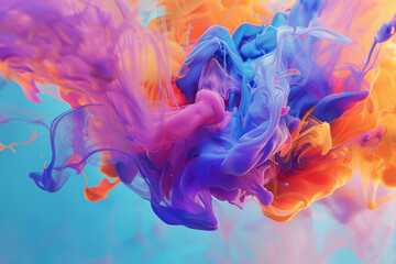 Sticker - A colorful explosion of paint with a blue and orange swirl