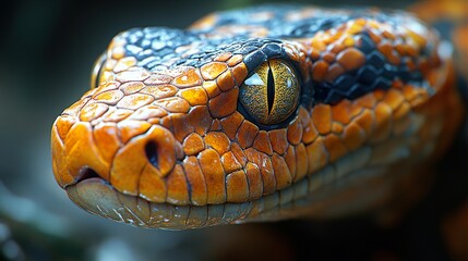 Wall Mural - Close-Up Portrait of a Snake with Striking Yellow Eye