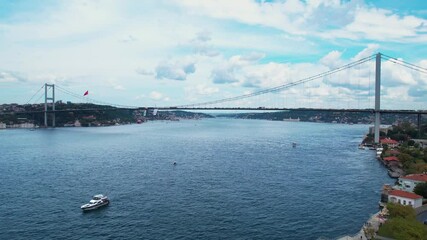 Wall Mural - Istanbul, Turkey. Istanbul Bosphorus Bridge aerial view. Drone shot.