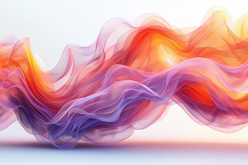 Poster - A series of vibrant, translucent waves undulate in a spectrum of warm colors, merging seamlessly to create an elegant and fluid background that enchants the viewer with its softness and motion
