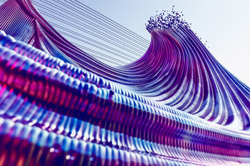 Poster - This abstract wallpaper features dynamic waves in striking purple and blue hues, creating a sense of movement and fluidity that captivates the viewer's imagination