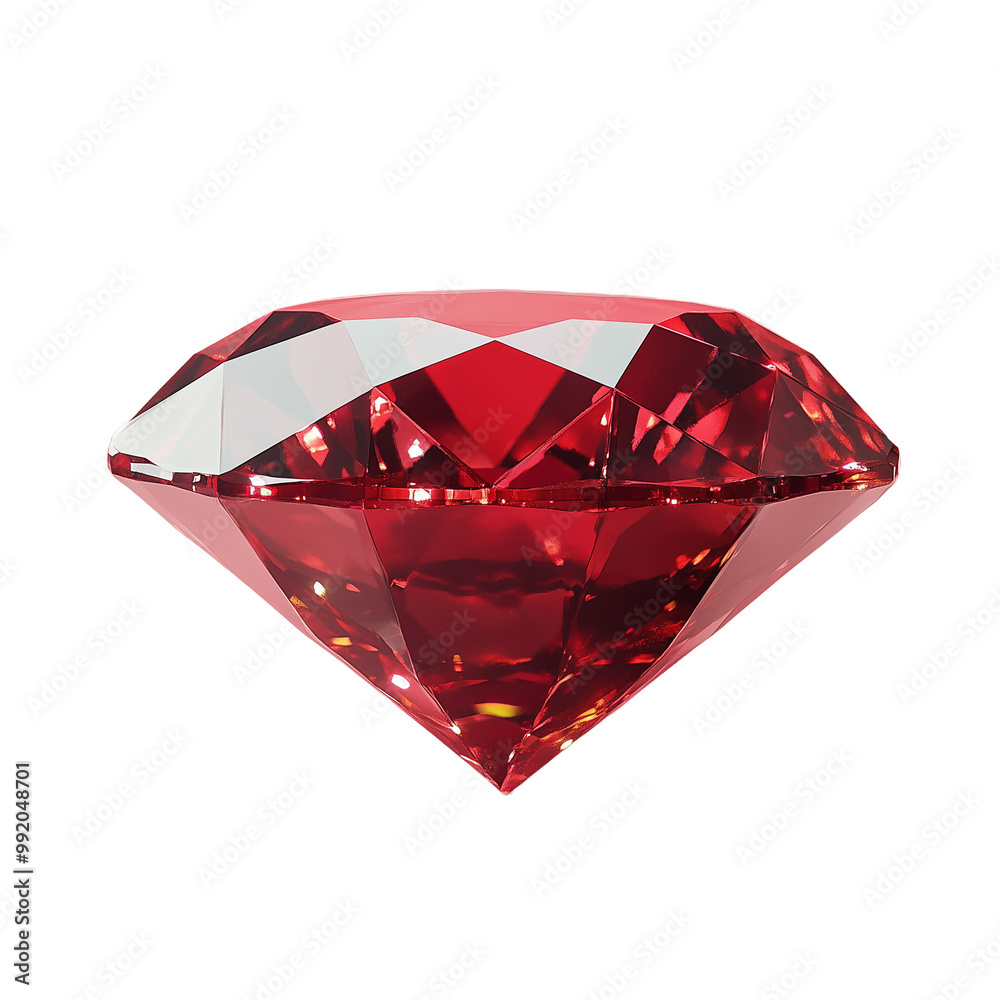 Sparkling red ruby gemstone with radiant cut isolated on transparent ...