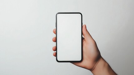 hand holding a white screen smart phone