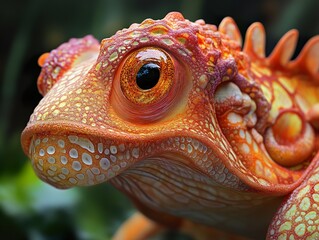 Wall Mural - Close-Up of a Fantasy Creature with a Striking Orange Eye