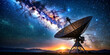 © suwatthana - Large satellite dish tracking stars in the night sky for search of extraterrestrial life, telescope, satellite