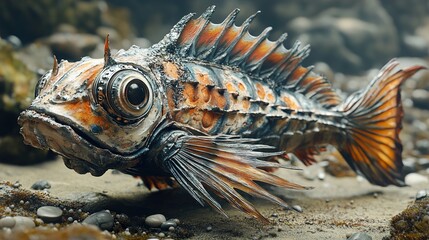 Poster - Steampunk Fish: A Futuristic Aquatic Creature