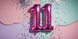 © tanya78 - Shiny number 11 balloon, confetti, festive design background