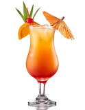 tropical cocktail with a cherry and umbrella