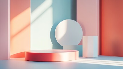 Sticker - Minimalist Abstract Geometric Product Display with Pastel Color Scheme