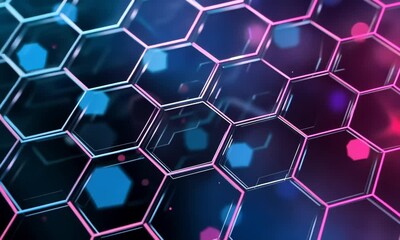 Canvas Print - A colorful image of hexagons with a blue background Video