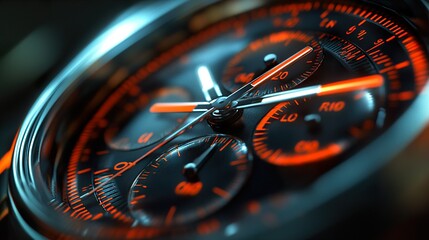 Close-up of a Classic Chronograph Watch with Orange Details