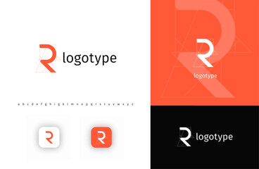 Aufkleber - Geometric letter R monogram, minimalistic logo for architectural building, futuristic technology, innovative science, blueprint project. Modern logo concept. Vector illustration