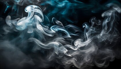 thick smoke against a midnight blue abstract backdrop