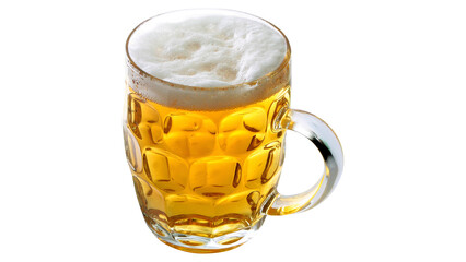 Glass of fresh beer with cap of foam isolated on white background.