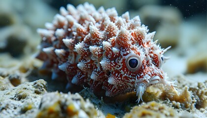 Delicate Prickly Marine Organism Displayed on Pristine White Background